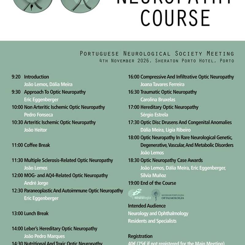 Cartaz do Optic Neuropathy Course, 4 de novembro de 2026, Sheraton Porto Hotel, Porto
